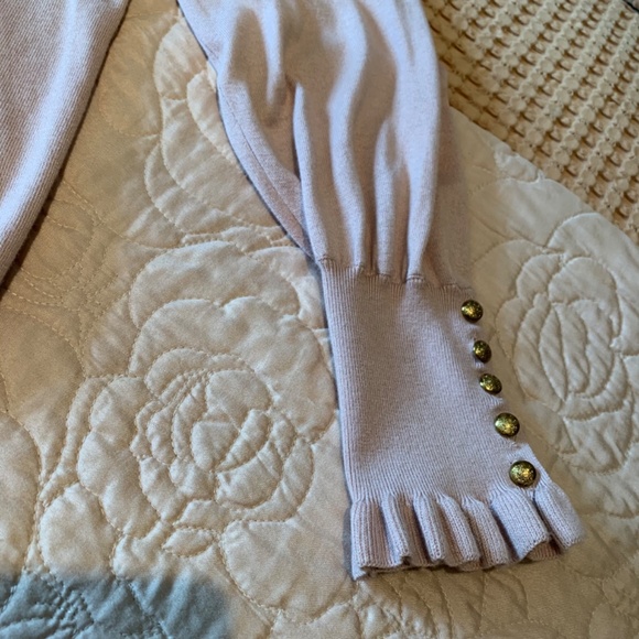 NWHT 🌸 Lauren Ralph Lauren Ruffled Cuffs Sweater Colton/Modal Dusty Ro… - Picture 3 of 8